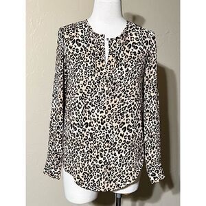 Catherine Malandrino Animal Print Long Sleeve Blouse Size Petite XSMALL